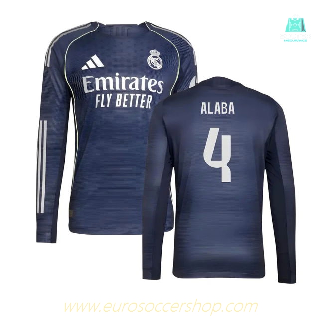 2025-2026 Real Madrid Authentic Long Sleeve Away Shirt (Alaba 4)