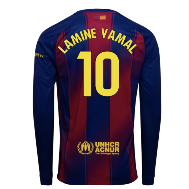 Top-Quality 2025-2026 Barcelona Home Long Sleeve Shirt (Lamine Yamal