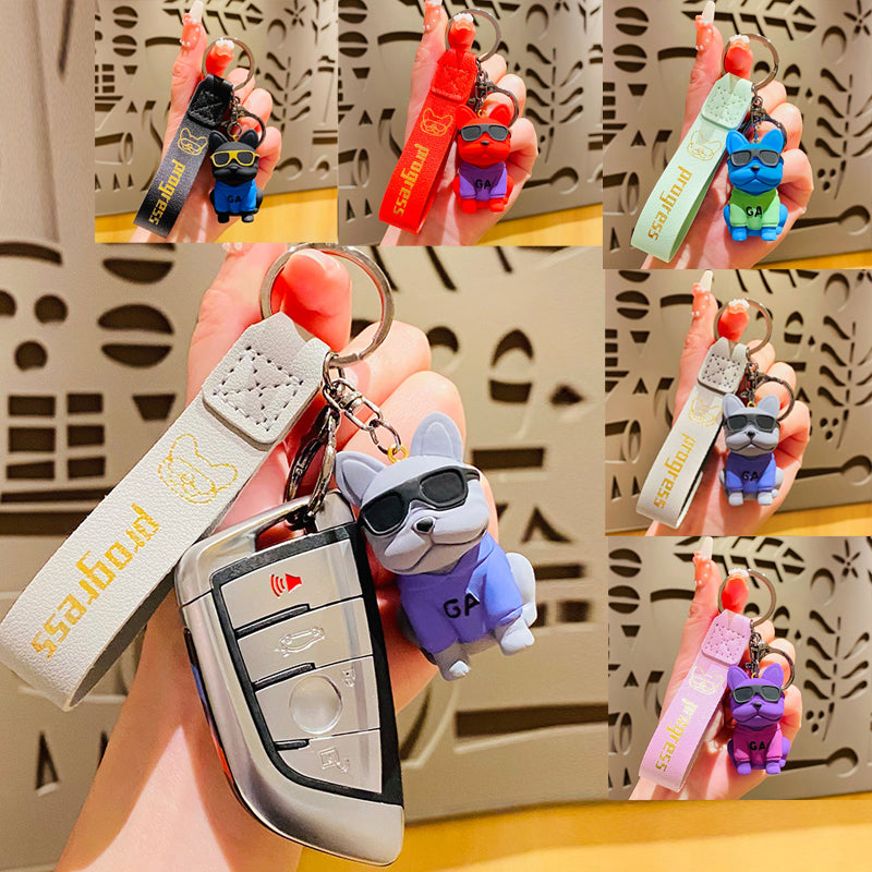 French Bulldog Frenchie Punk Key Chain – Unique Bag Pendant For Stylish