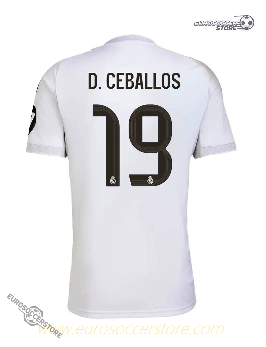 Real Madrid 25-26 Season Home Jersey Featuring D. Ceballos with Number 19