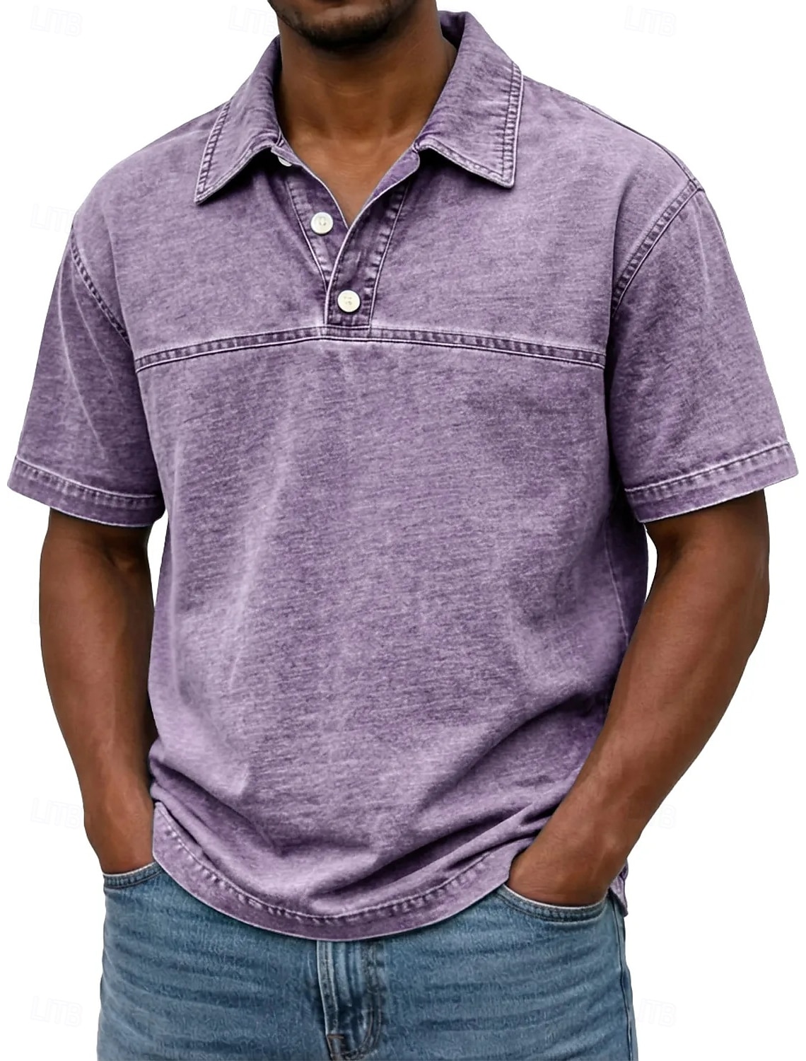 Men's Cotton Polo Shirt Casual Vacation Classic Long Sleeve Fashion