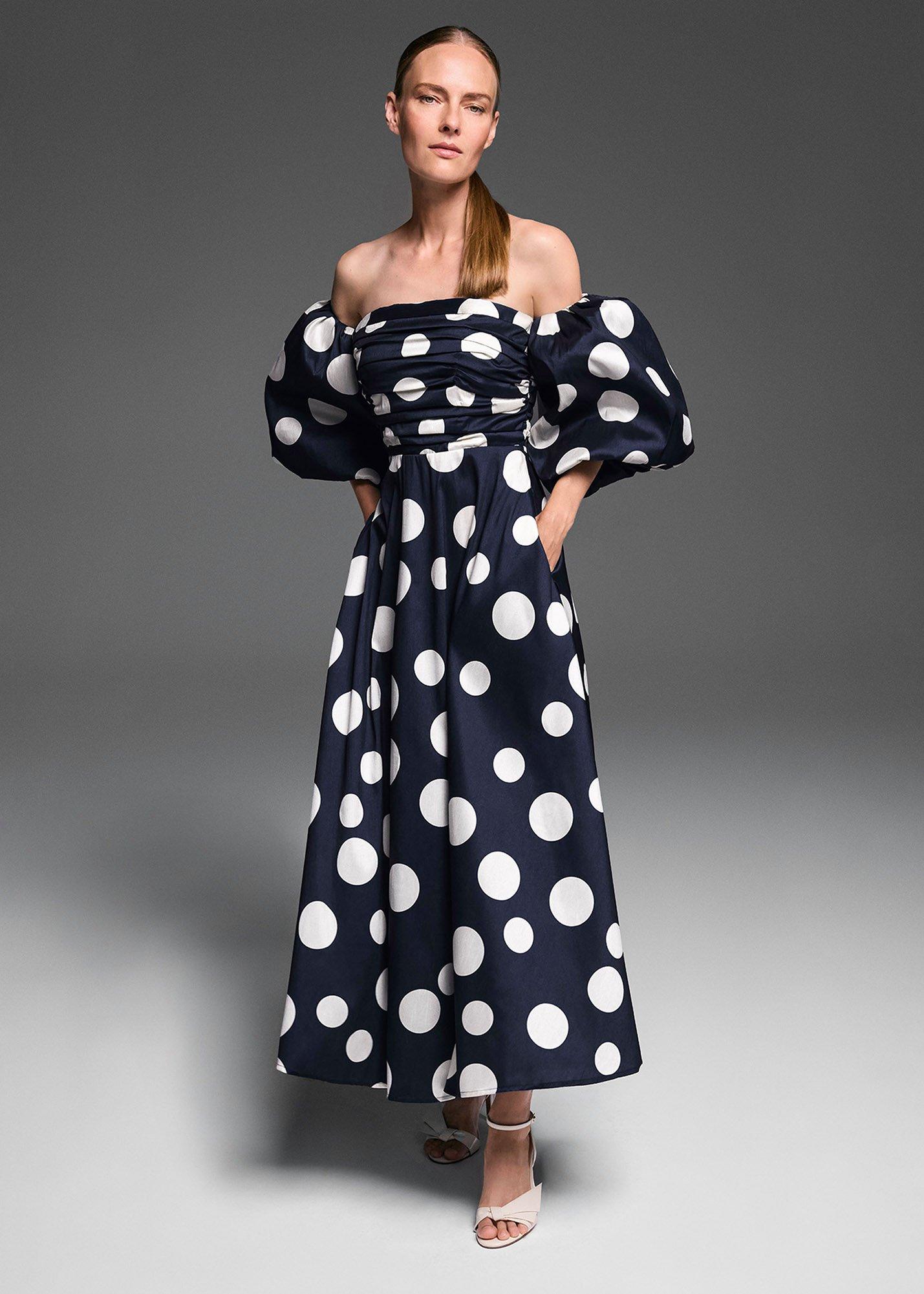 Marilyn Spot Off Shoulder Midi Dress