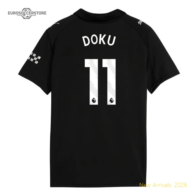 Classic Authentic 2025-2026 Man City Away Shirt Kids Doku 11