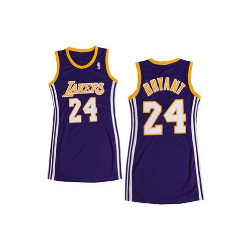 Los Angeles Lakers #24 Kobe Bryant Purple Dress Womens Stitched NBA Jersey Womens