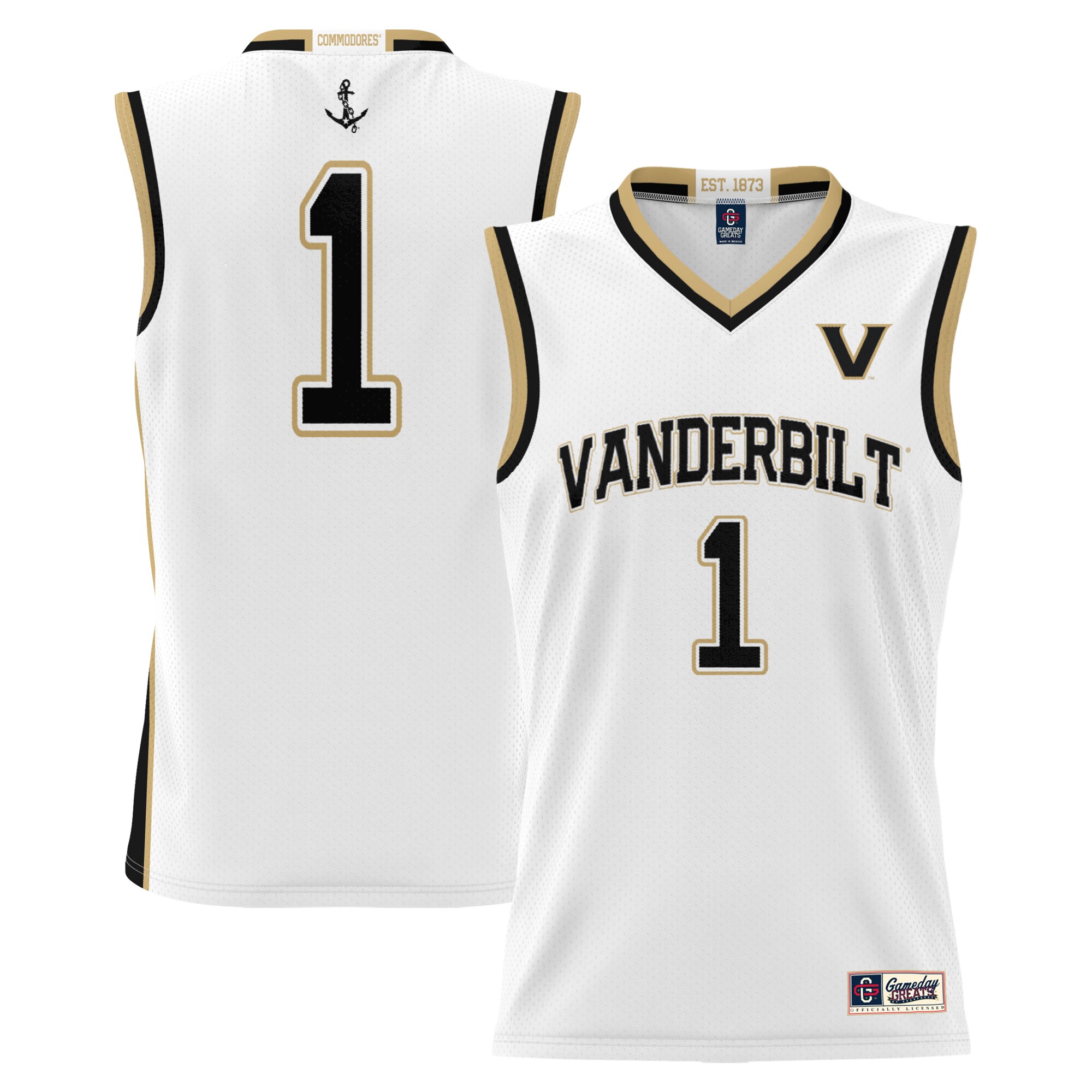 [DDG] Vanderbilt Commodores GameDay Greats Youth Lightweight Replica Basketball Jersey - White