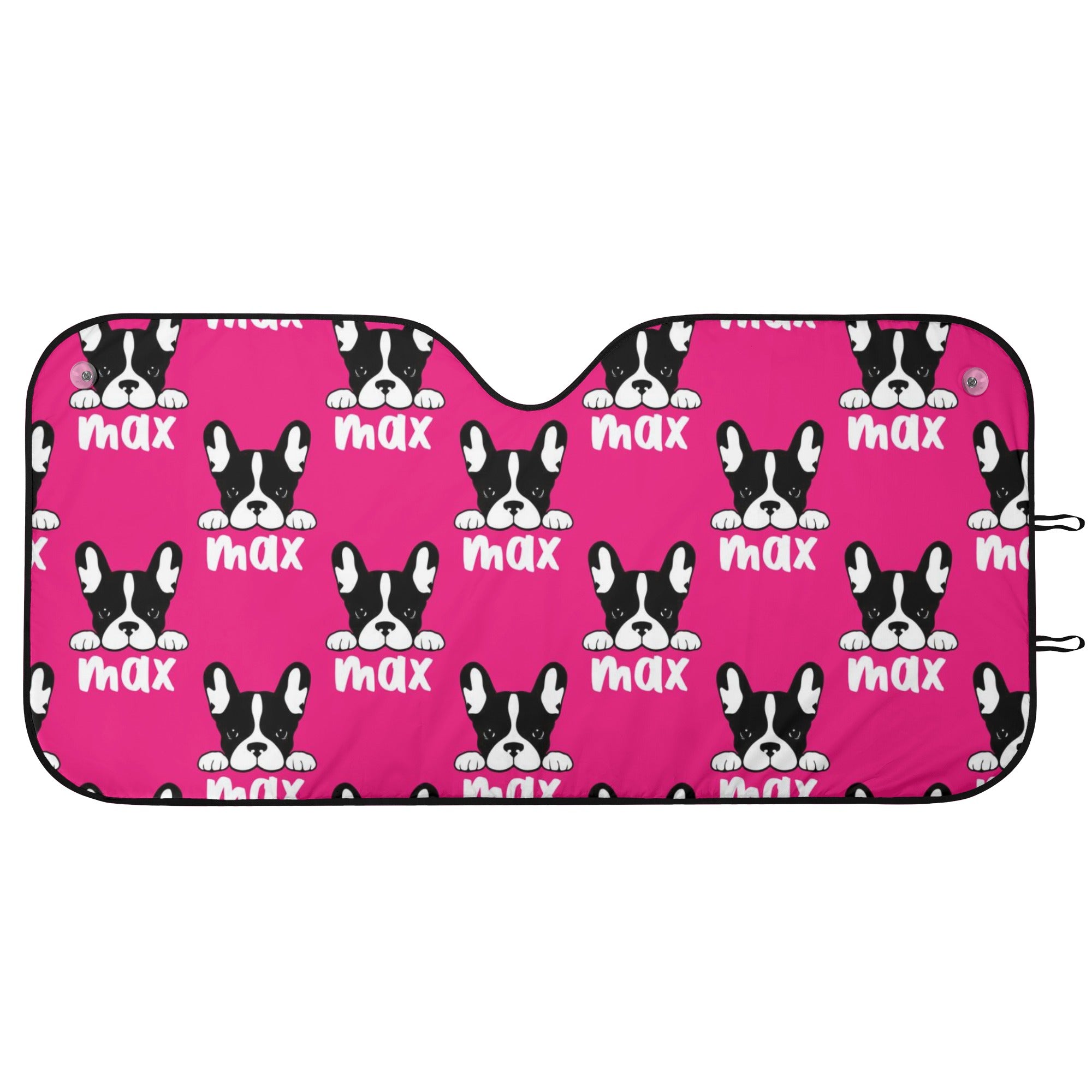Custom Car Auto Sun Shade with Frenchie's Name - Car Auto Sun Shade