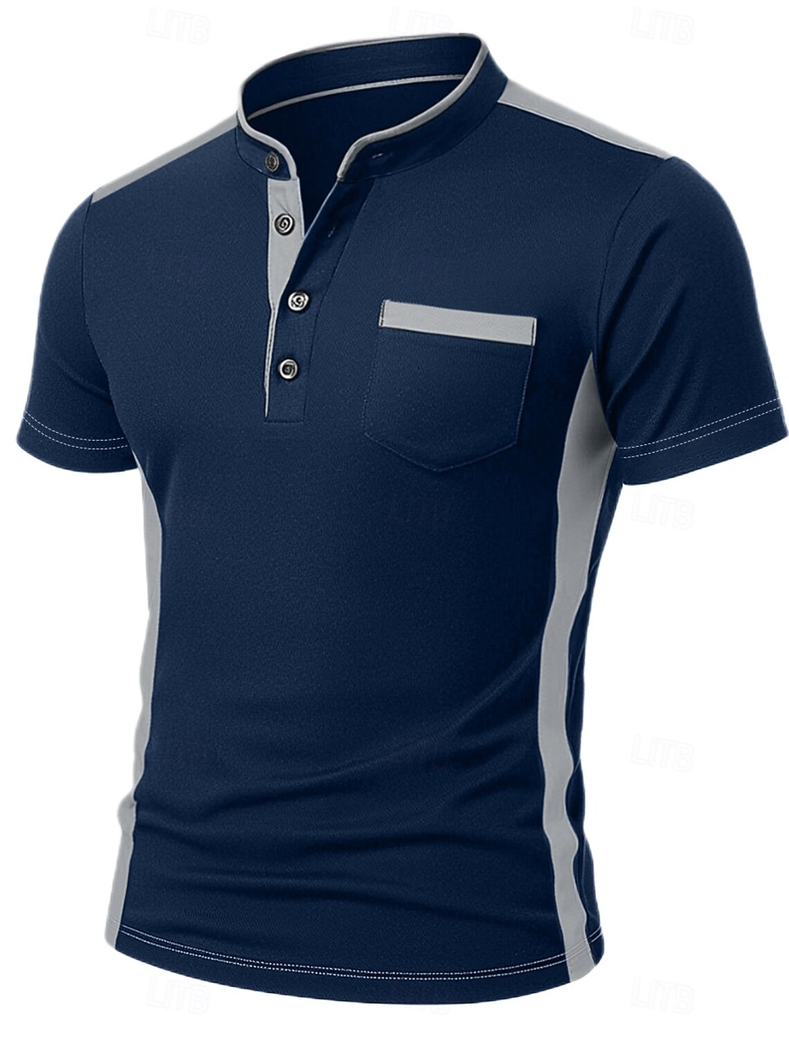 Men's Henley Shirt Tee Top Long Sleeve Solid Color Plain Fashion