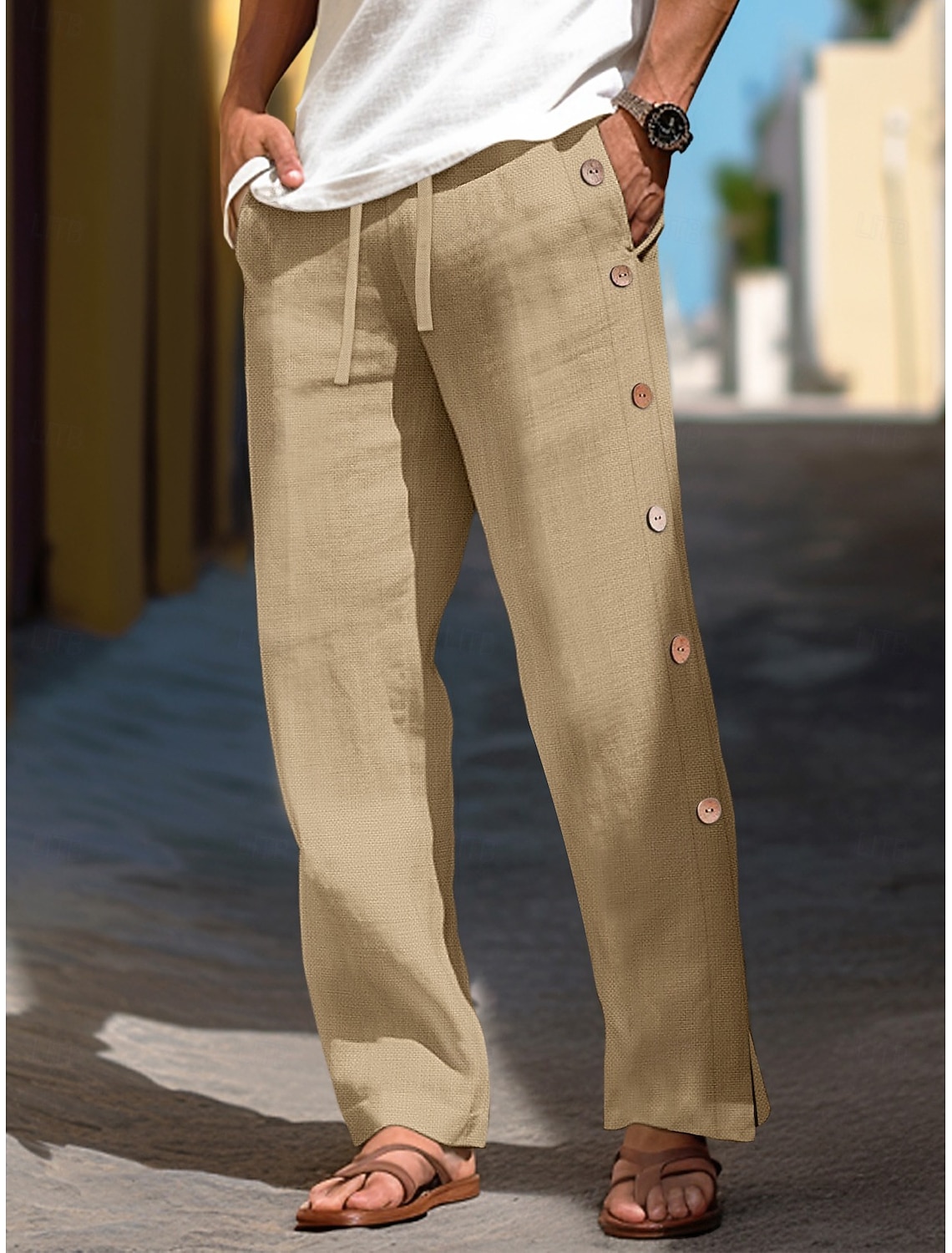 Men's Shirt Linen Shirt Band Collar Shirt Summer Shirt Beach Wear Button Up Shirt Plain Casual Daily Black White Blue Long Sleeve Band Collar Spring & Summer Clothing Apparel
