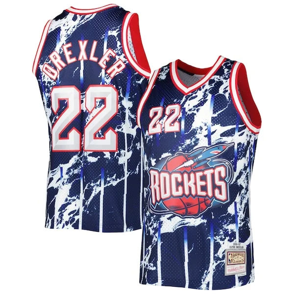 Clyde Drexler HOU Swingman Jersey - genuine NBA - Navy workout