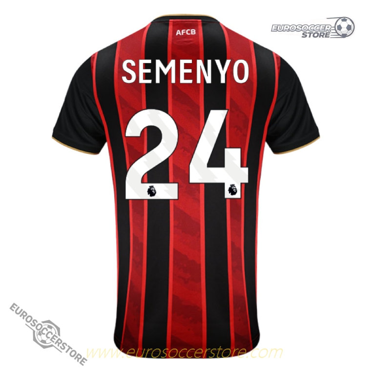 AFC Bournemouth's Home Jersey for the 25-26 season, featuring the name SEMENYO and the number 24 on the back.