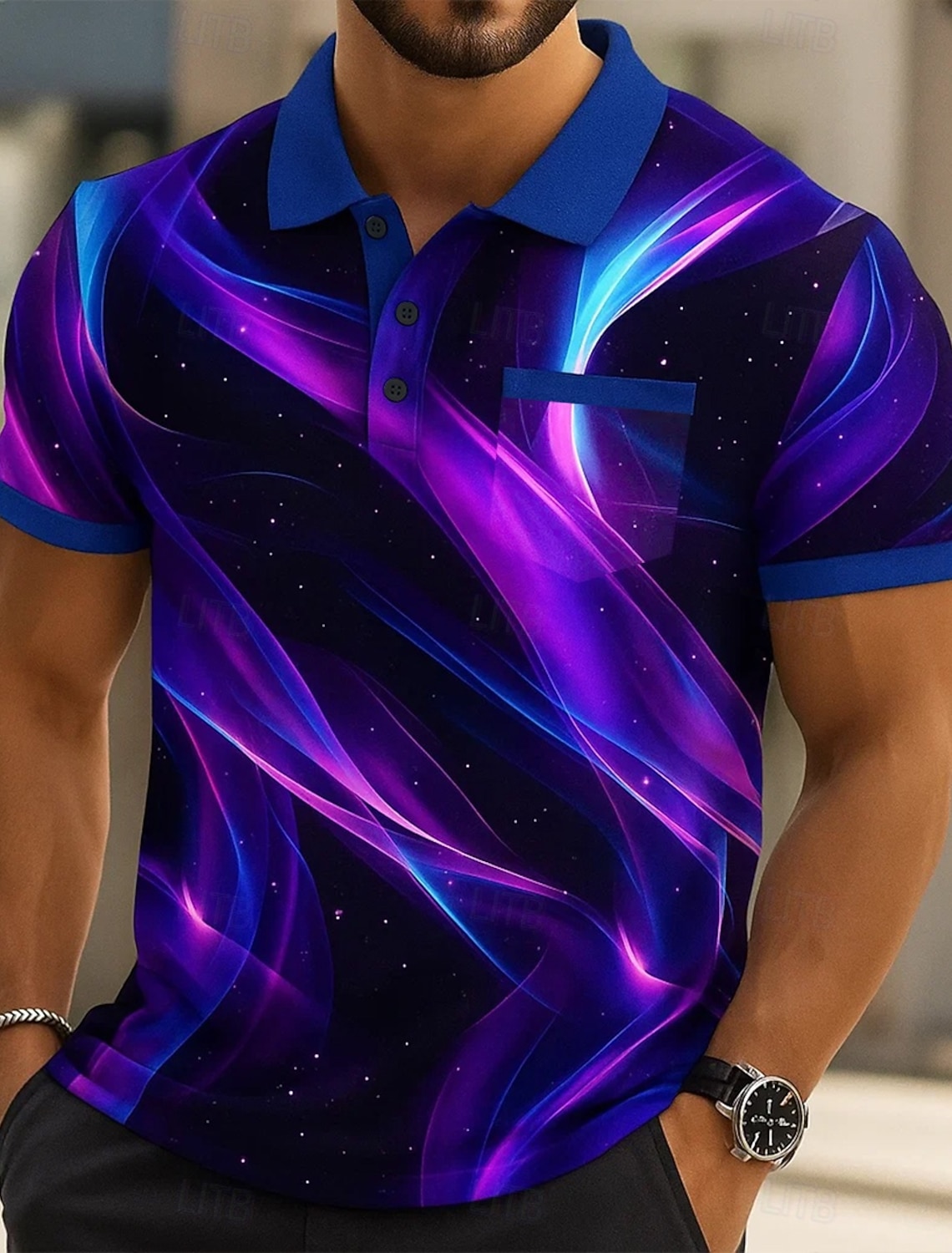 Men's Graphic Polo Short Sleeve Polo Shirts Collared Shirts Business Casual Outdoor Athleisure Daily Wear 3D Print Buttons Summer Black Red Navy Blue