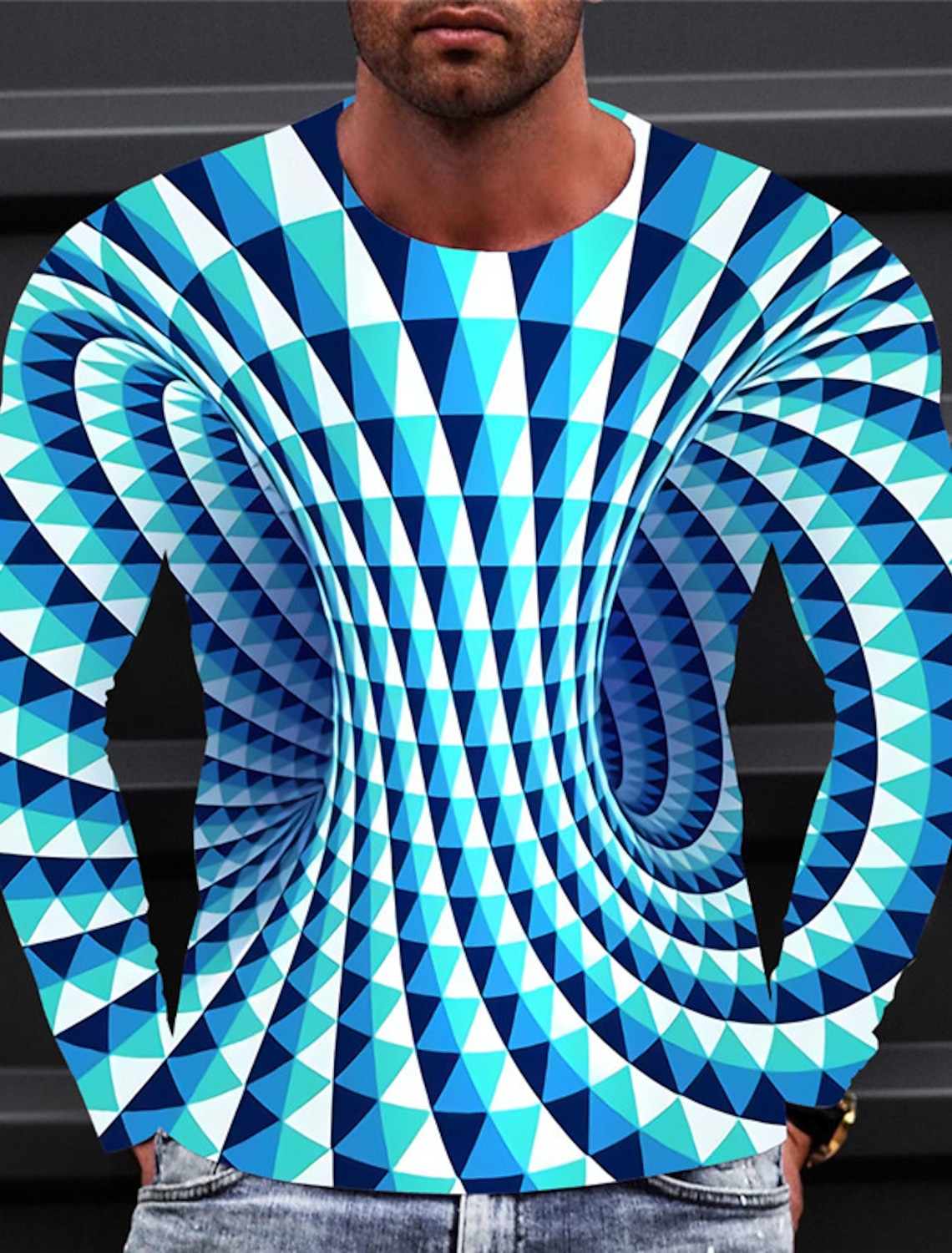 Men's Optical Illusion Graphic Prints T Shirt Long Sleeve 3D Print
