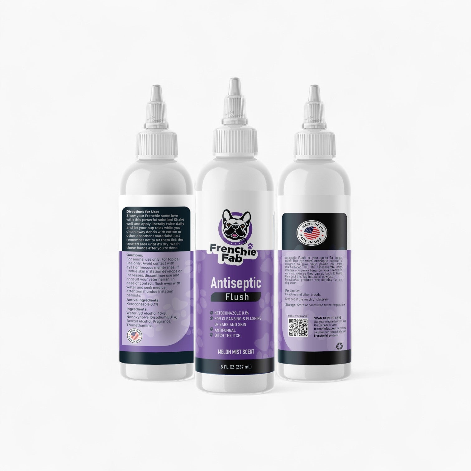 Street-Ready Frenchie Antiseptic Flush – Ears Skin Ketoconazole Funga...