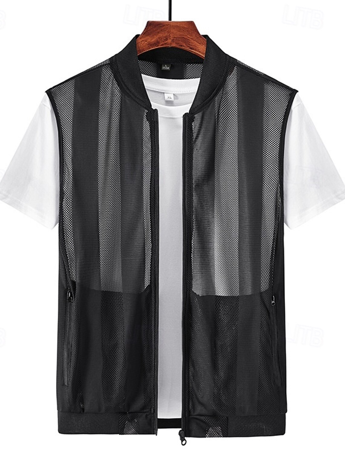 Men's Vest Gilet Fishing Vest Hiking Vest Gilet Jacket Outdoor Street Daily Going out Streetwear Casual Spring Fall Pocket Polyester Nylon Breathable Plain Zipper Stand Collar Regular Fit Black White
