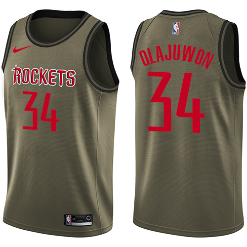 HOU #34 Hakeem Olajuwon Authentic 2024 Icon NBA Jersey - Green