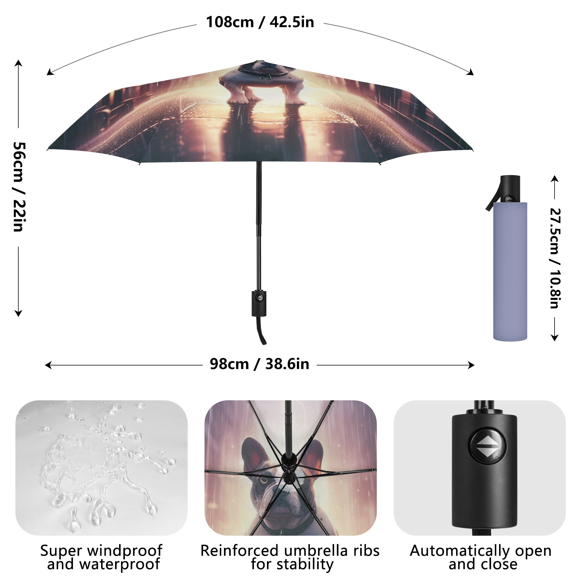 Frenchie-Fan High-Quality Piper - Umbrella for Daily Life Comfortable