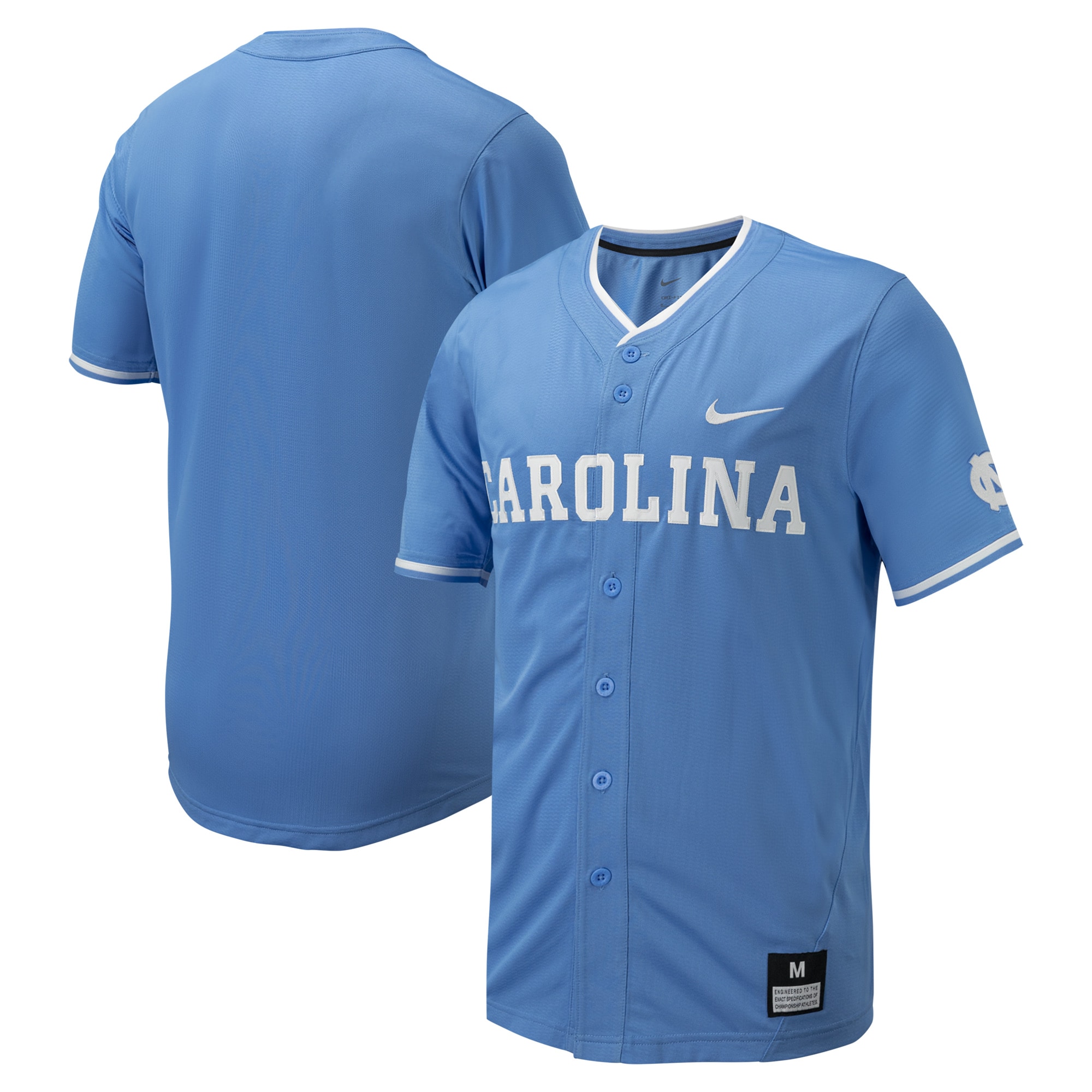 [NJP] Women's North Carolina Tar Heels Replica Full-Button Baseball Jersey - Carolina Blue
