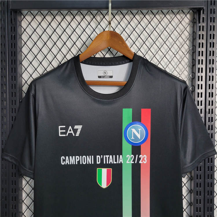 Napoli 2324 Champion Shirt Black Shirt - Official Replica 23018
