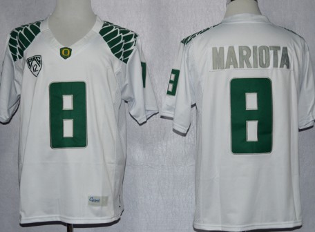 Men's None #8 Marcus Mariota White 2013 official licensed away jersey