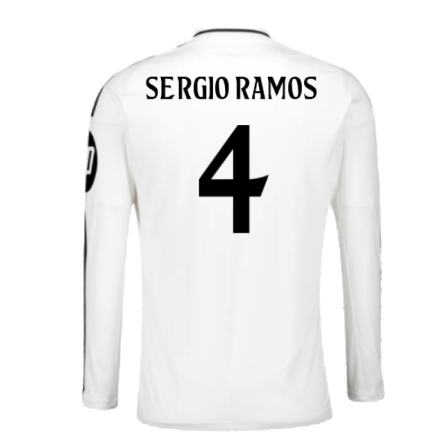 Genuine 2024-2025 Real Madrid Long Sleeve Home Shirt (Sergio Ramos 4)