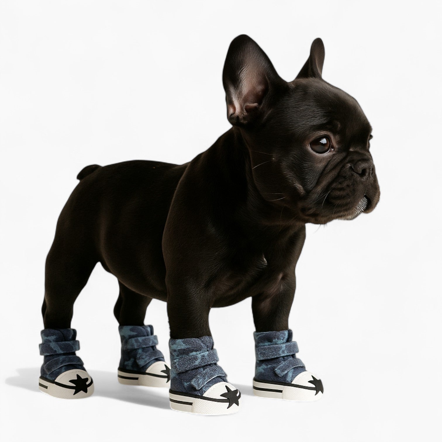 Pawlaxy French Bulldog Sneakers – Star Print Casual Canvas Shoes