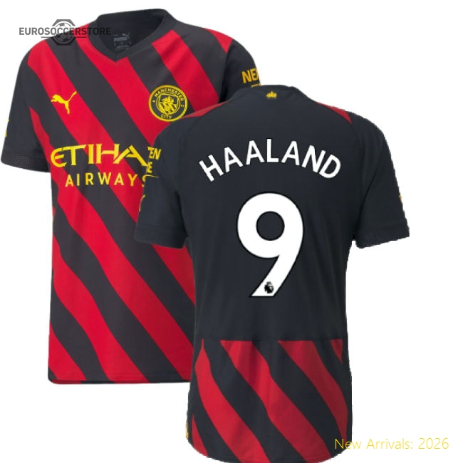 Official 2022-2023 Man City Authentic Away Shirt (haaland 9)