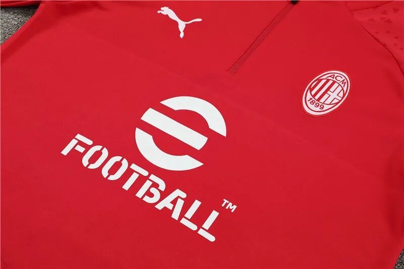 AC Milan 2324 Red Half Zipper Training Tracksuit - Official Replica