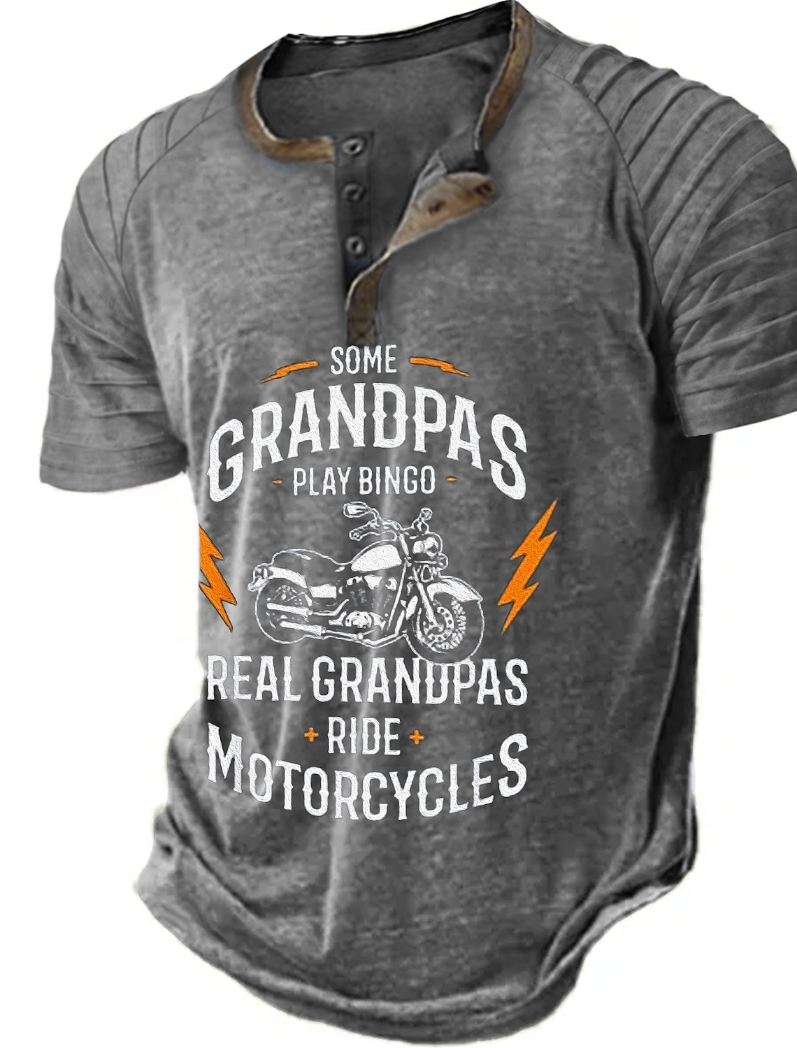 Mens 'Real Grandpas Ride Motorcycles' Graphic T-Shirt | Funny Biker Grandpa Short Sleeve Tee
