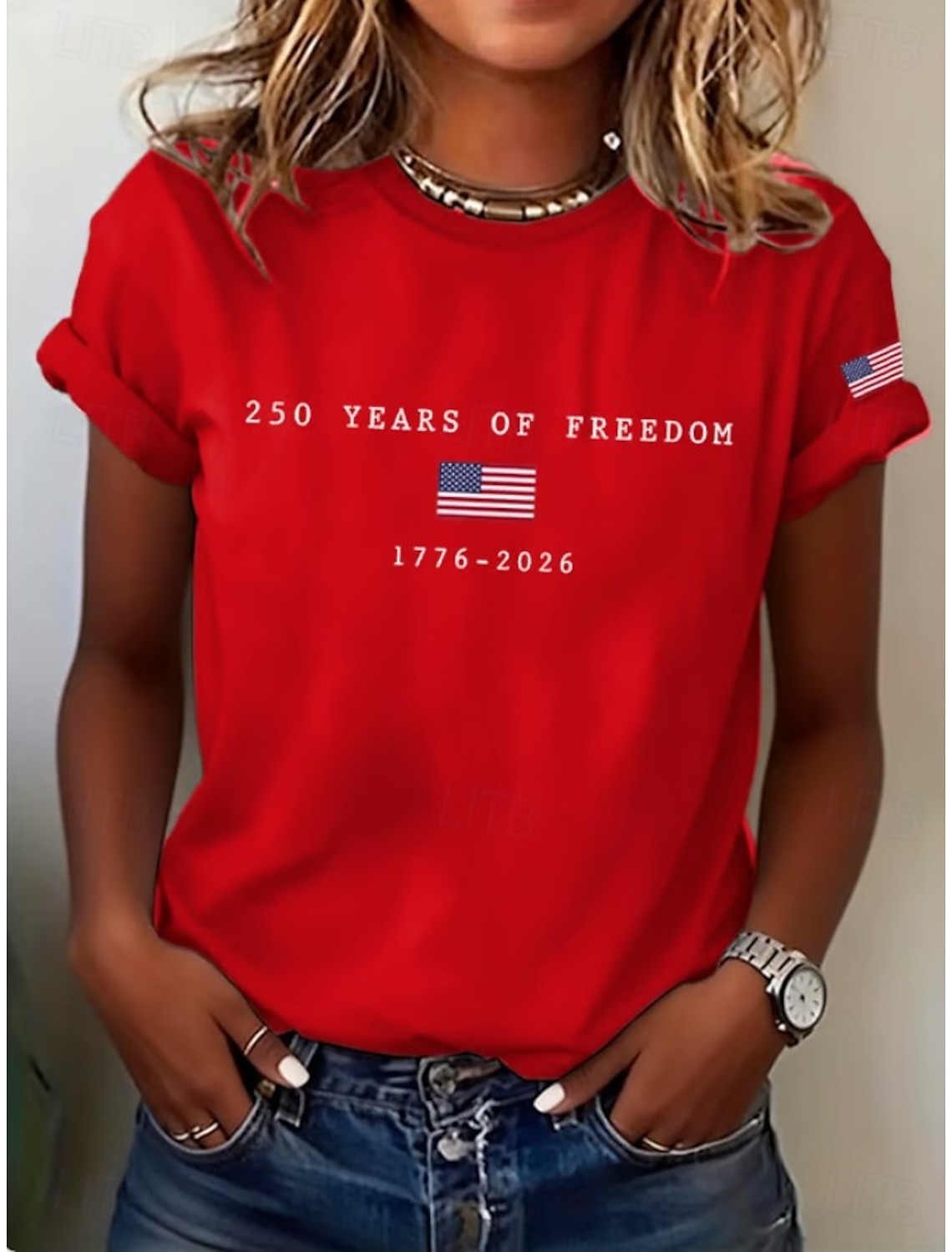 American Independence Day Women's T Shirt Print Graphic Independence Day Vintage Stylish Classic Short Sleeve Crew Neck V Neck Regular Tops Daily Blue Black White Red Gray Summer Spring