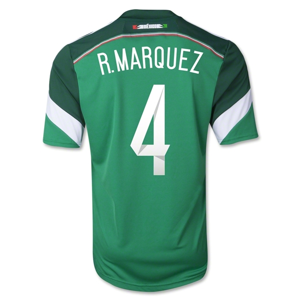 2014 Mexico 4 RMARQUEZ Home Green Soccer Jersey Shirt - Official