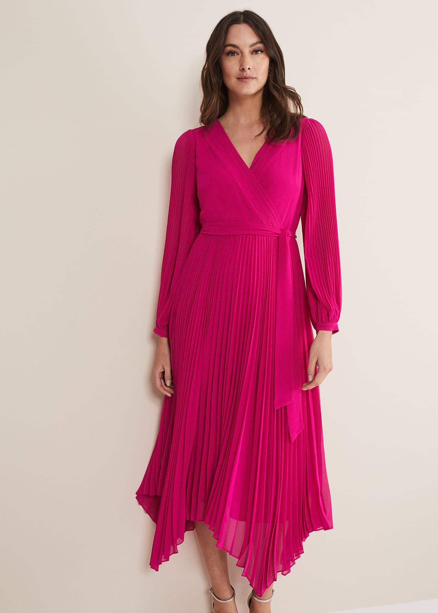 Petra Wrap Pleated Midi Dress