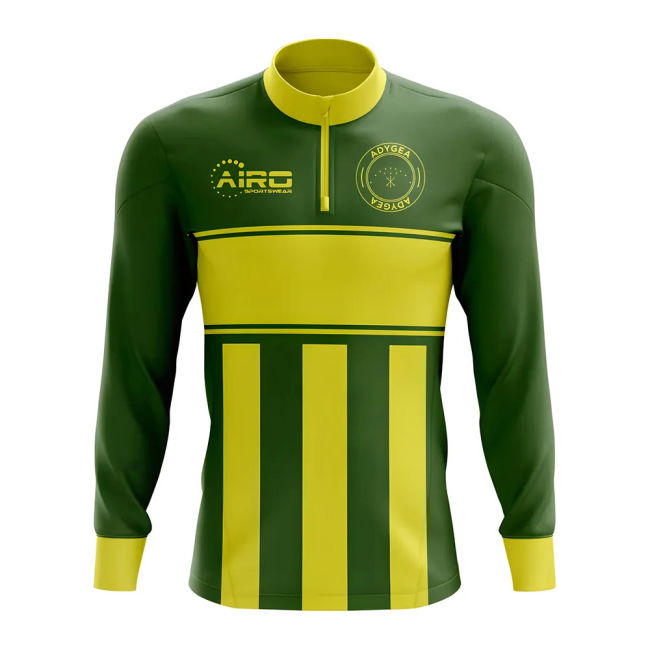 Premium Adygea Concept Football Half Zip Midlayer Top (Green-Yellow)