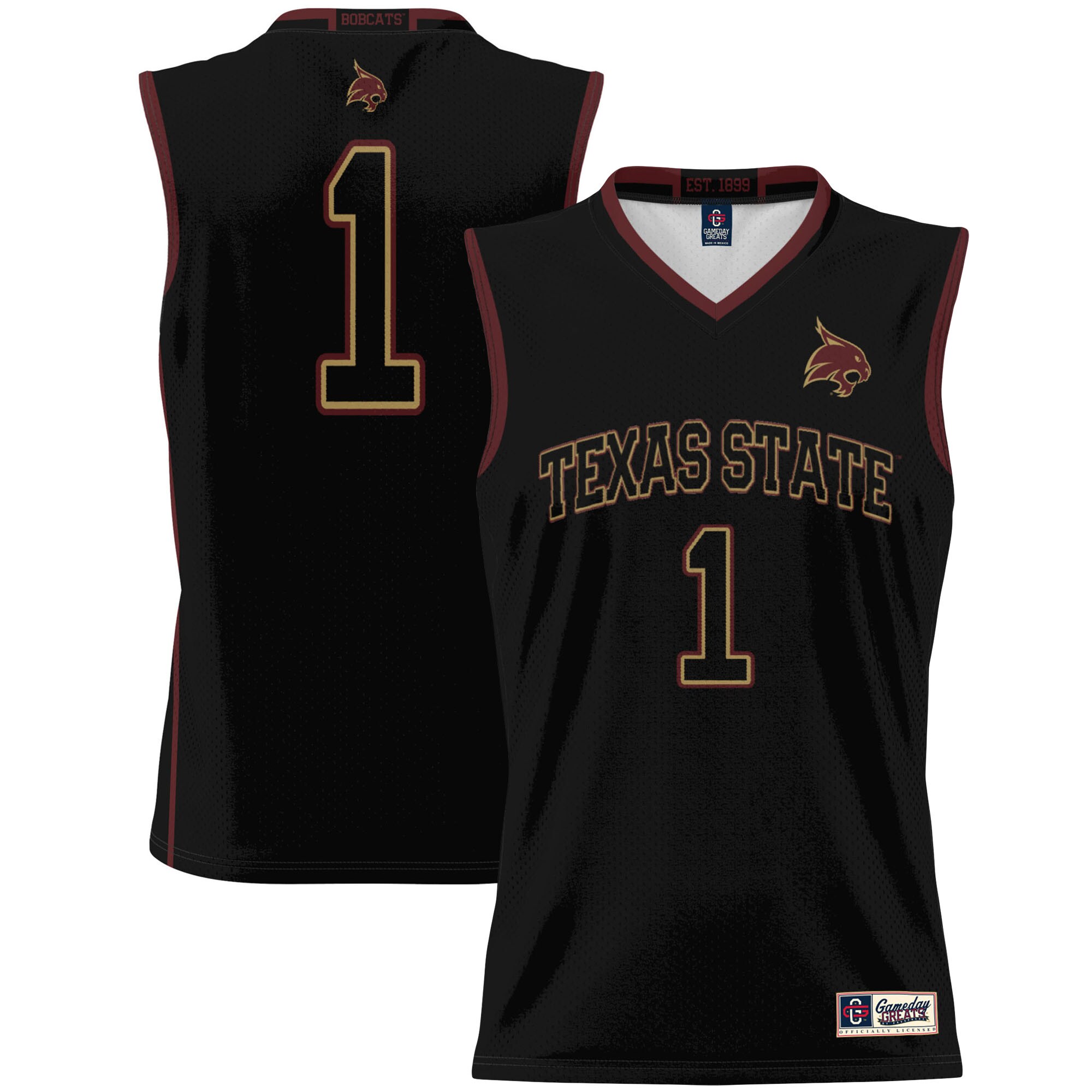 [DDG] Texas State Bobcats GameDay Greats Unisex Lightweight Basketball Jersey - Black