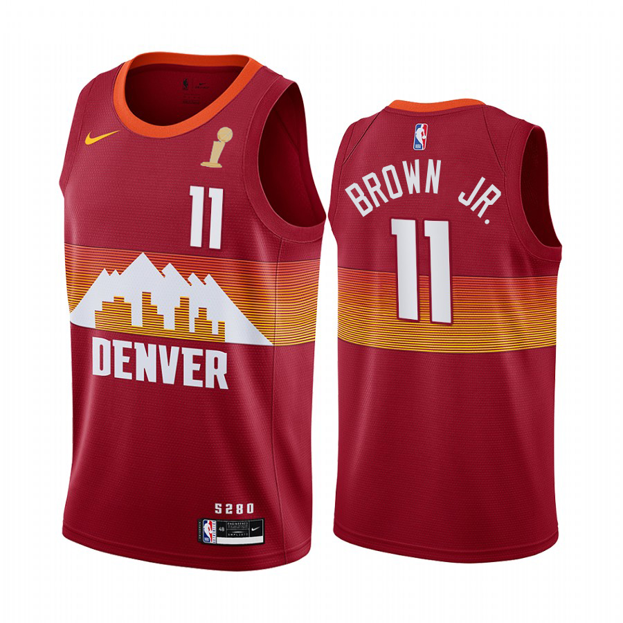 Red DEN Nike Nuggets #11 Nike Jersey Game Day Wear NBA Fan Apparel