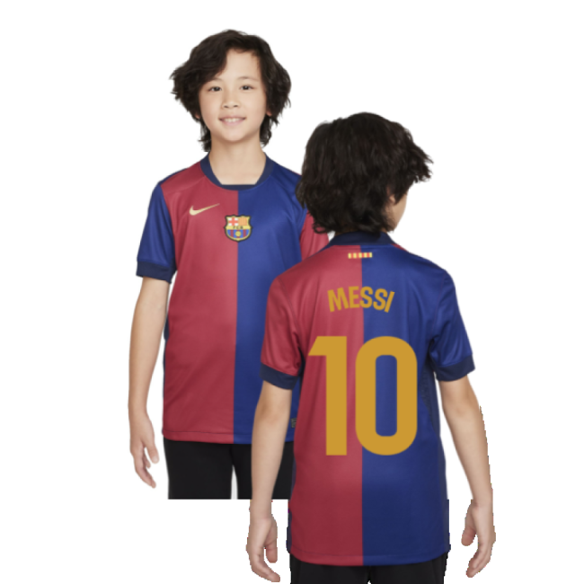 Genuine 2024-2025 Barcelona Home Shirt (Sponsorless) - Kids (Messi 10)