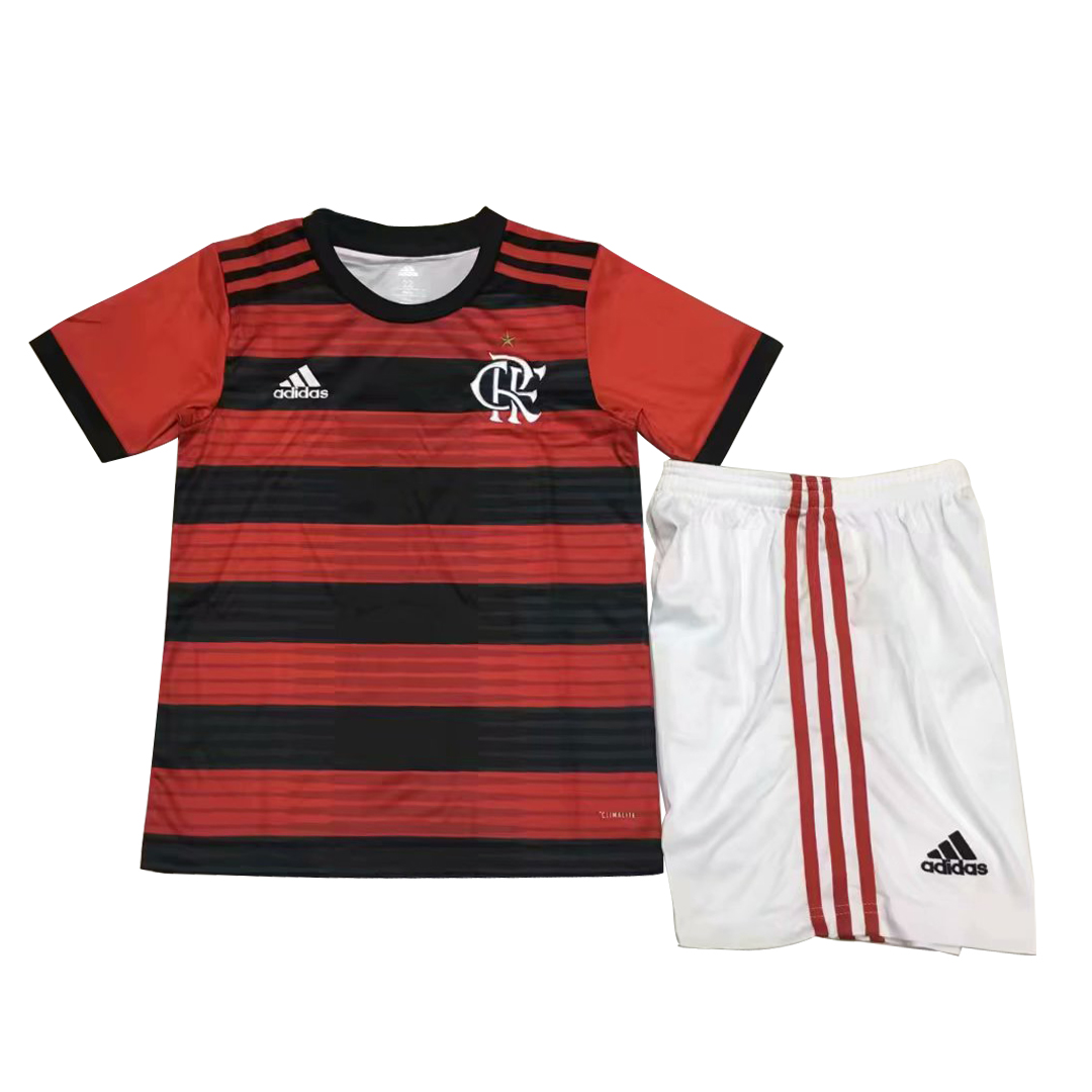 Licensed Quick Dry Kids Flamengo Home Soccer KitShirtShorts