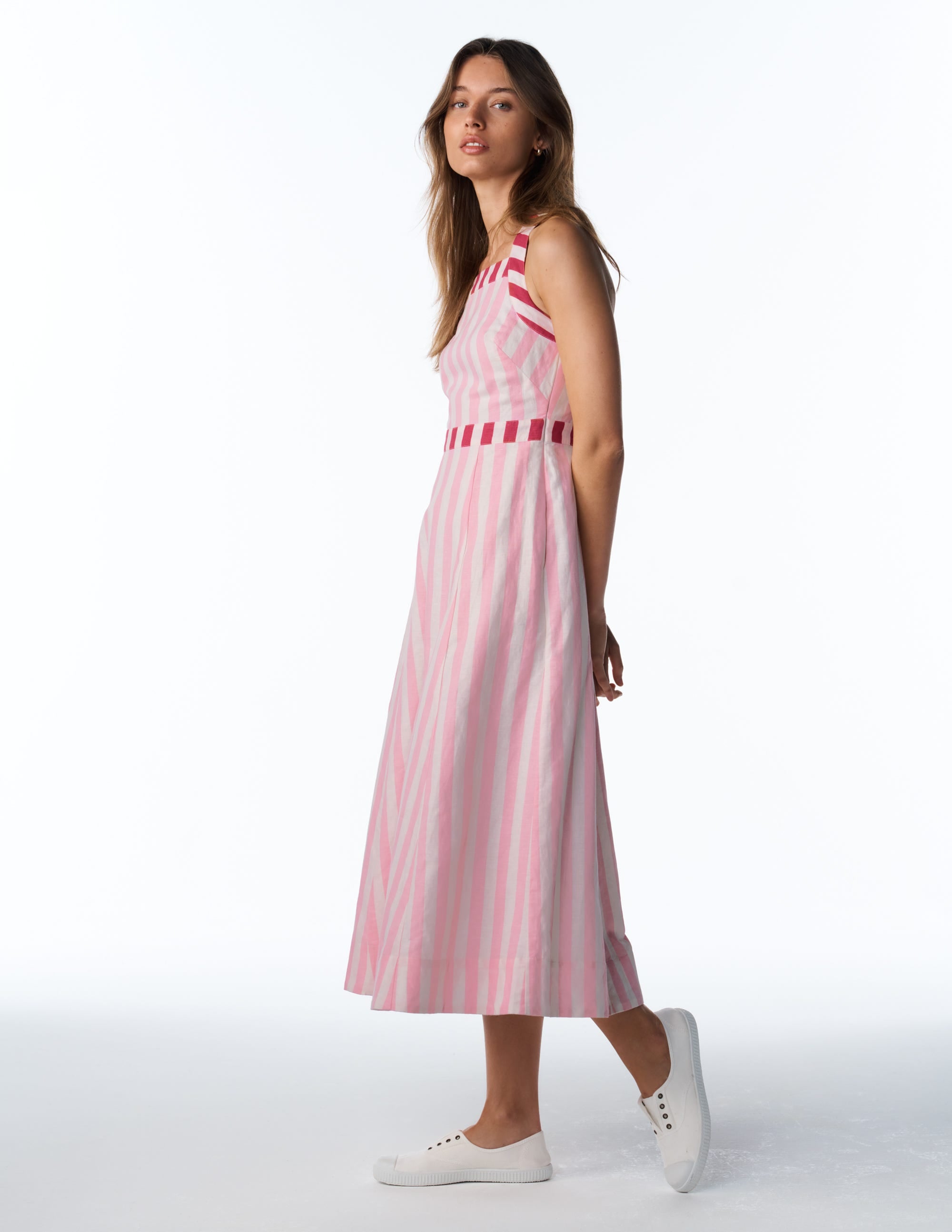 Cross-back Linen Blend Dress