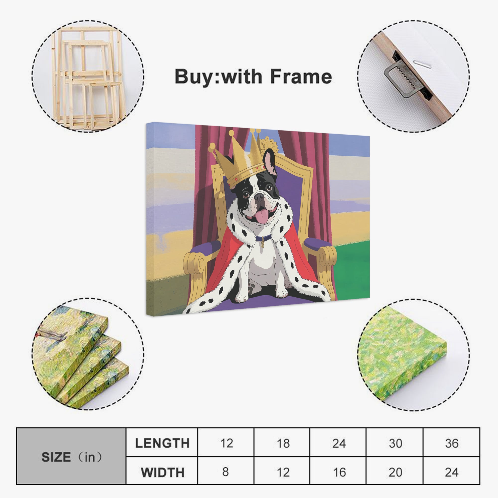 French Bulldog Lydia Adorable Frenchie Canvas Wall Art Durable Dog Item