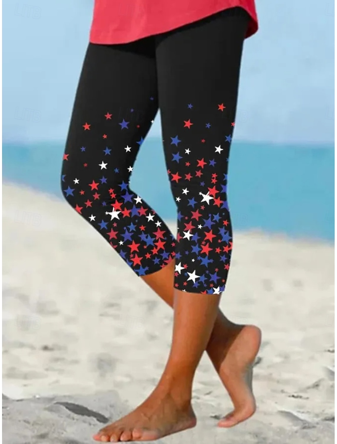 Independence Day Patriotic Women's Leggings Vacation Vintage Fashion Calf-Length High WaistPants Graphic Flag Printing Breathable Soft Stretchy Formal Vacation Office