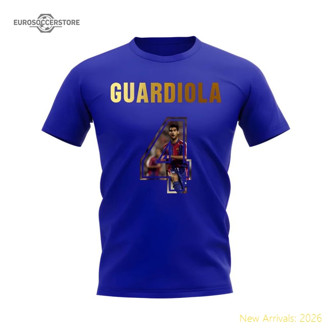 Genuine Pep Guardiola Name And Number Barcelona T-Shirt (Blue)