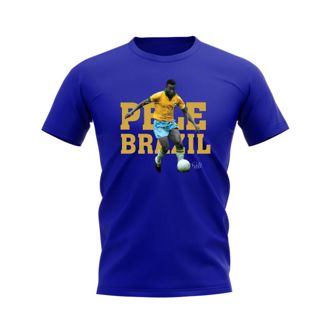 Authentic Pele Brazil Player Tee (Royal Blue) Jersey Soccer
