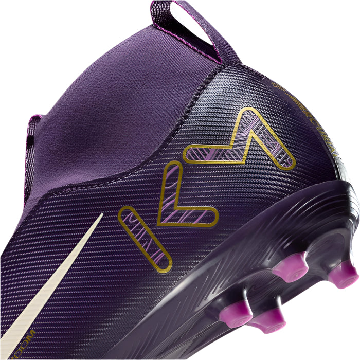 Nike Youth Jr. Zoom Superfly 10 Academy Kylian Mbappe KM FG/MG Soccer Cleats (Grand Purple/Pale Ivory)