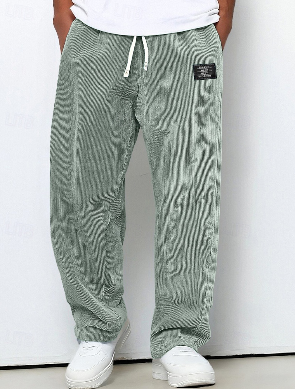 Men's Sweatpants Trousers Corduroy Pants Drawstring Pocket Elastic Waist Plain Comfort Daily Sports Outdoor Fashion Casual Blue Dark Brown Micro-elastic
