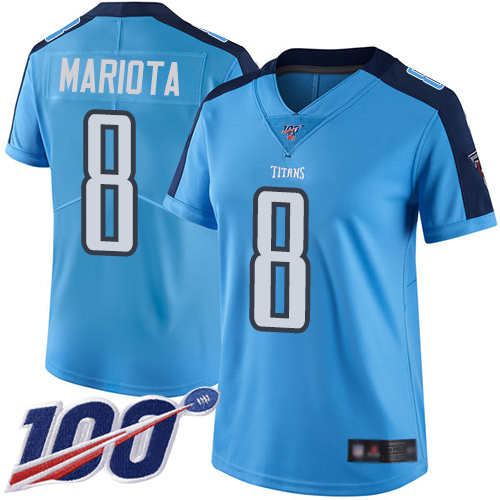 NFL T T Titans Marcus Mariota #8 Blue Limited Game Jersey - Premium