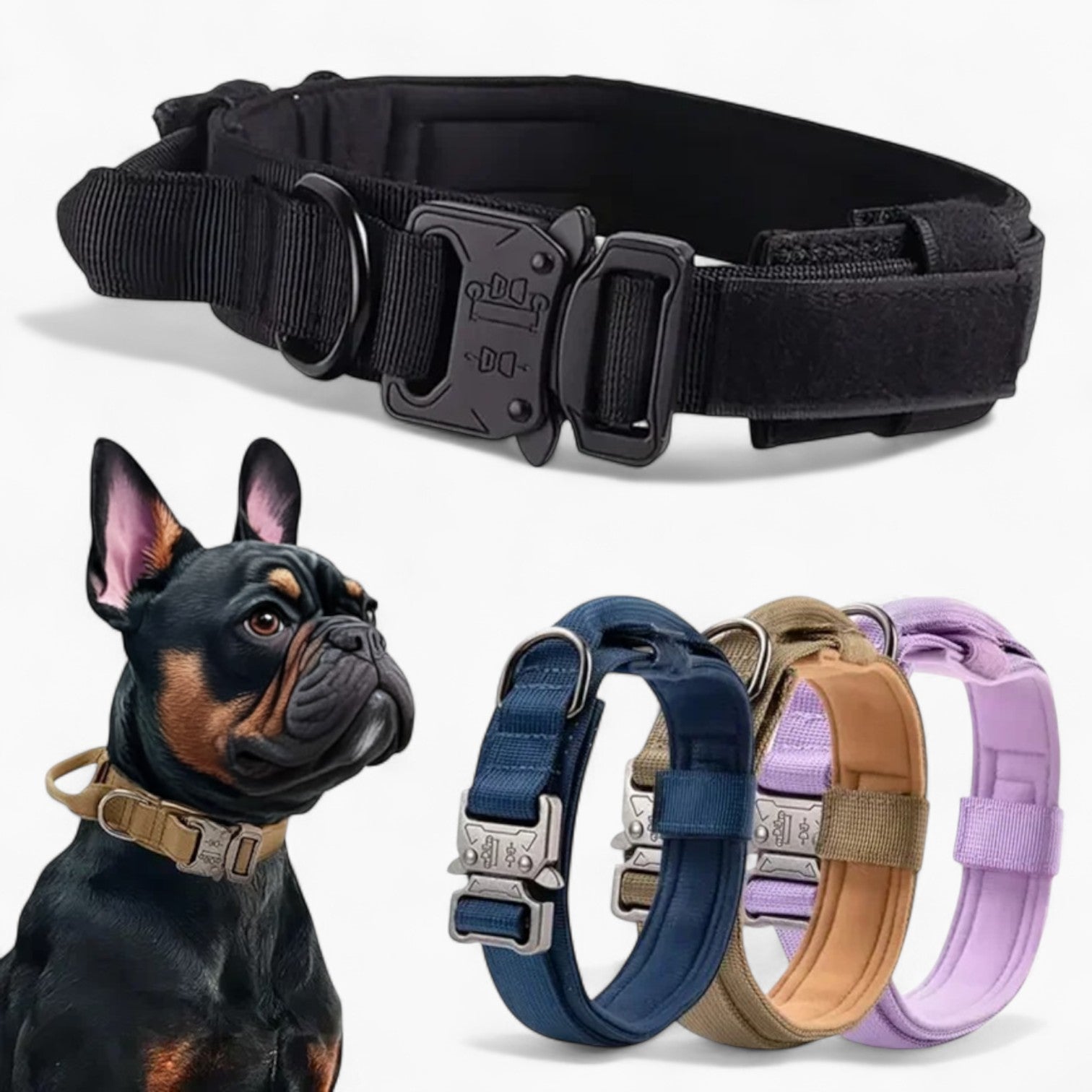 Vet-Approved Barkops Tactical French Bulldog Collar – Adjustable Outd...