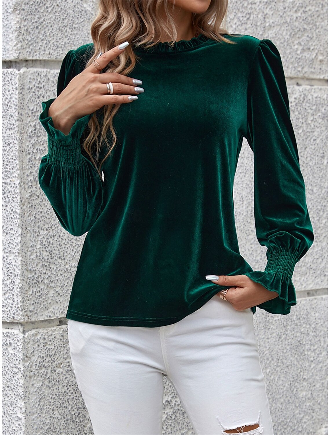 Women's Shirt Blouse Basic Casual Solid Color Regular Tops Long Sleeve Turtleneck Regular Fit Daily Fall Winter