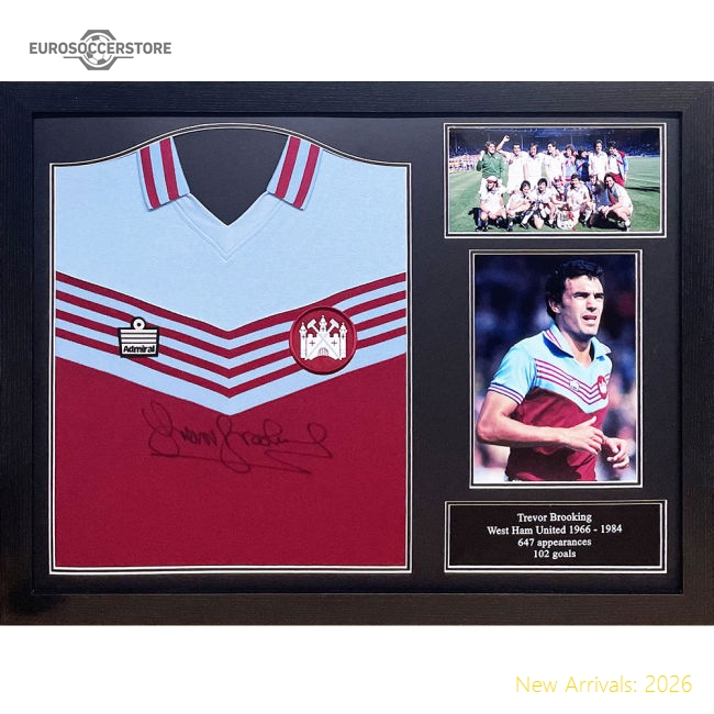 Superior West Ham United Fc 1980 Brooking Signed Shirt (framed)