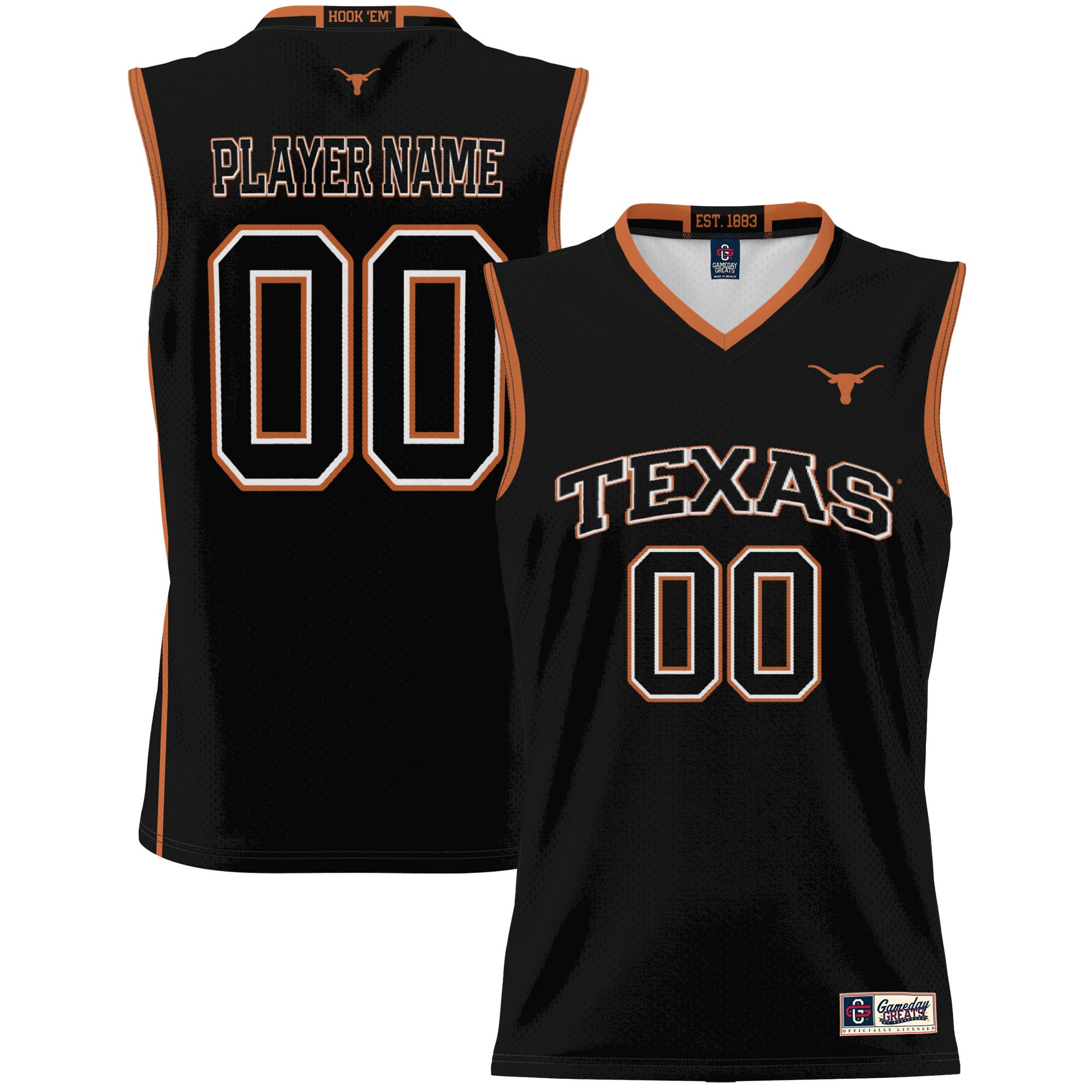 [NJP] Youth Texas Longhorns GameDay Greats Lightweight NIL Pick-A-Player Women's Basketball Jersey - Black