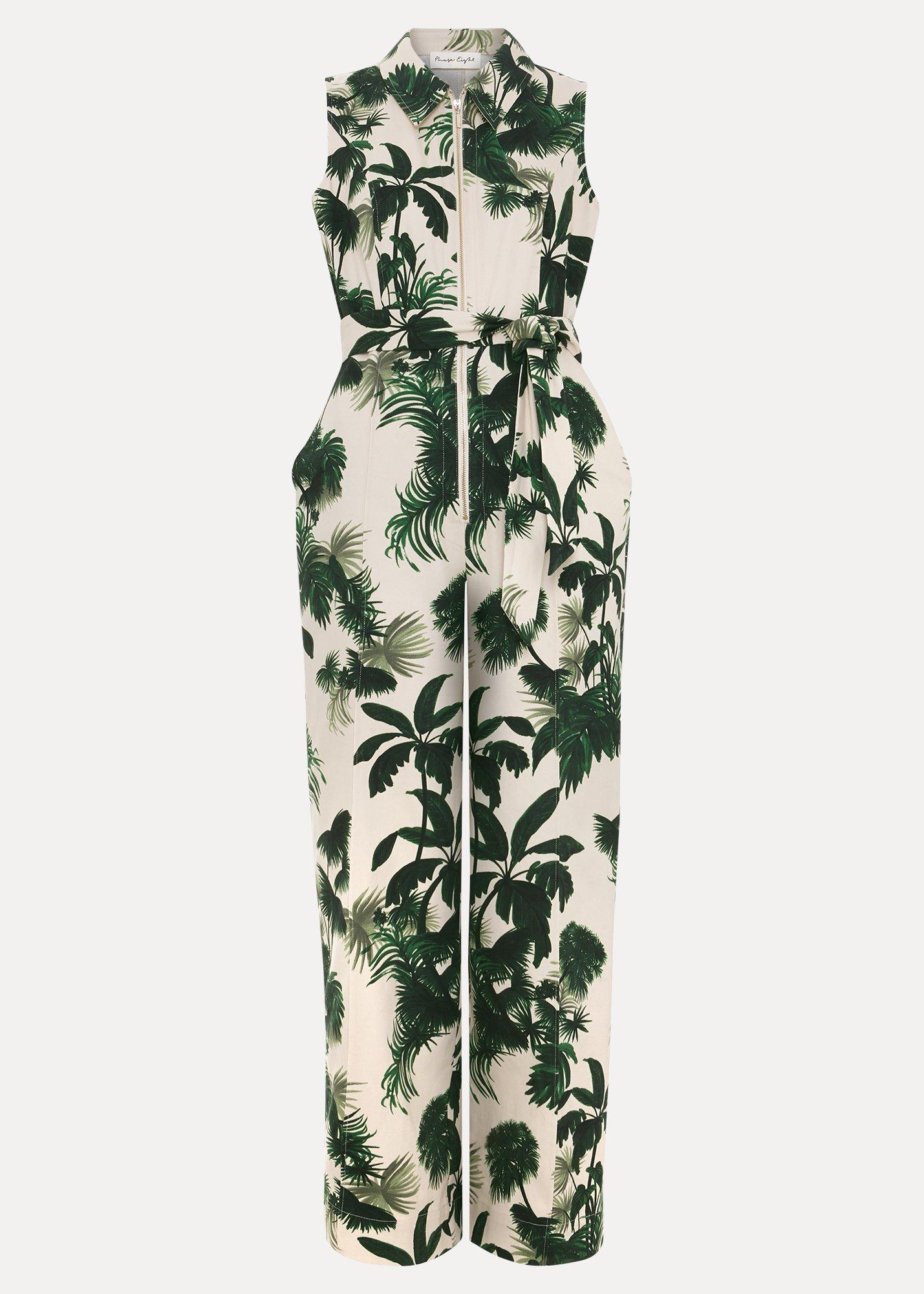 Tullisa Denim Palm Jumpsuit