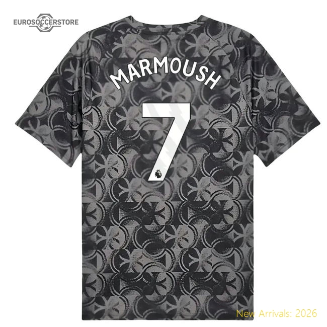 2025-2026 Man City Warm Up Jersey (Black) (Marmoush 7)